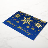 ゴールドフォイル実在ハッピーホリデーと雪片フォイル 箔シーズンカード (回転した状態)