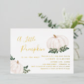 ゴールドフォイル小さなかぼちゃが途中ベビーシャワー 箔招待状 (立ち正面)