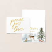 ゴールドフォイル平和ジョイラブウッドランドクリスマス 箔カード (ディスプレー)