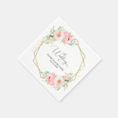 ゴールドフォイル幾何ピンク赤面結婚フローラ スタンダードカクテルナプキン (角)