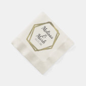 ゴールドフォイル幾何結婚フレームベージュ色 縁ありカクテルナプキン (角)