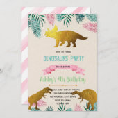 ゴールドフォイル恐竜のテーマ招待 招待状 (正面/裏面)