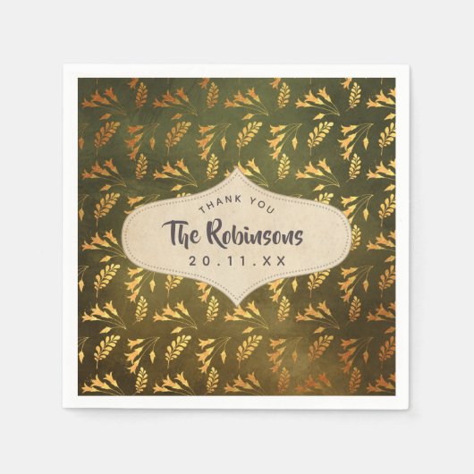 ゴールドフォイル感謝祭 スタンダードカクテルナプキン (正面)