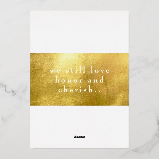 ゴールドフォイル我々はまだ結婚の記念日パーティー 箔招待状 (裏面)