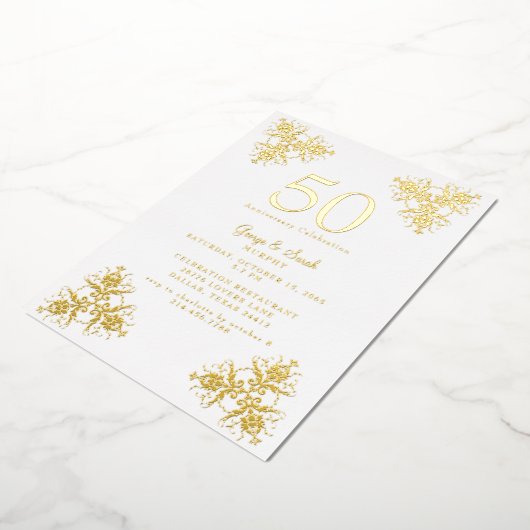 ゴールドフォイル我々はまだ結婚の記念日パーティー 箔招待状 (回転した状態)