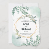 ゴールドフォイル招待状、ニュートラルフローラ結婚ズ (正面)