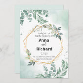 ゴールドフォイル招待状、ニュートラルフローラ結婚ズ 招待状 (正面/裏面)