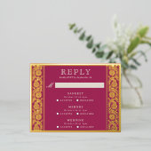 ゴールドフォイル数々のイベントフローラウェディングRSVPカード 箔招待状ポストカード (立ち正面)