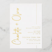 ゴールドフォイル文字結婚タイポグラフィ 箔招待状 (正面)