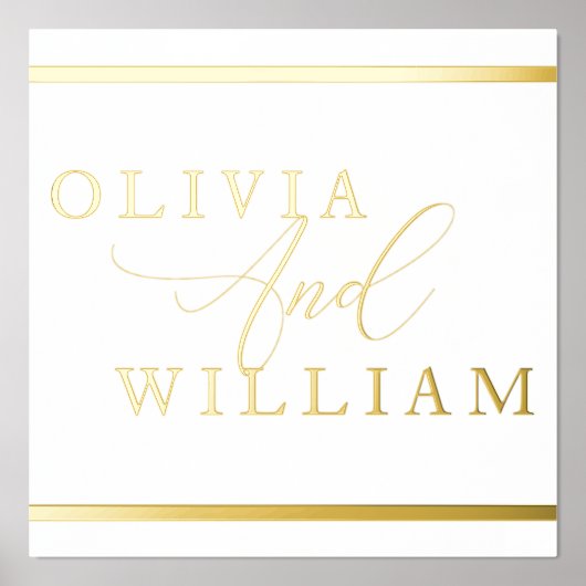 ゴールドフォイル新郎新婦の名結婚前歓迎 箔ポスター (正面)