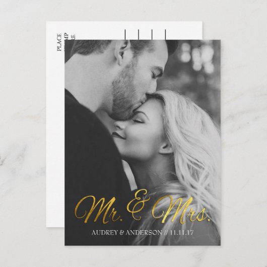 ゴールドフォイル日付ポストカードの保存 案内ポストカード (正面/裏面)