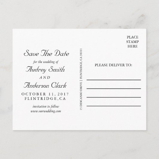 ゴールドフォイル日付ポストカードの保存 案内ポストカード (裏面)