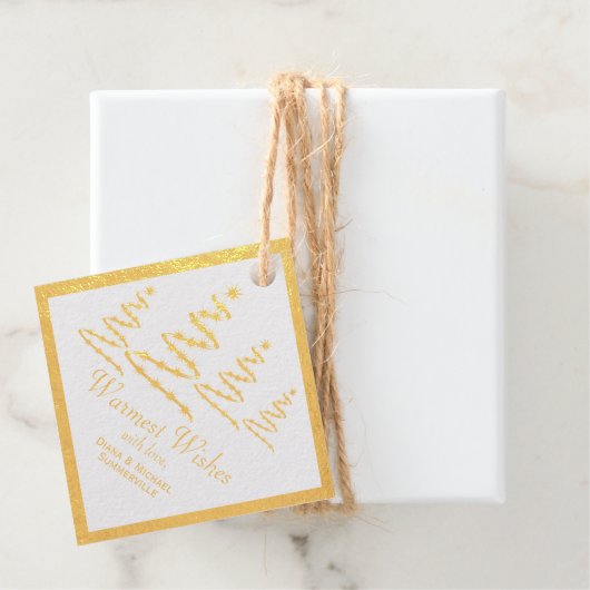 ゴールドフォイル暖かい願いクリスマスツリーギフトラベル フェイバータグ (箱)