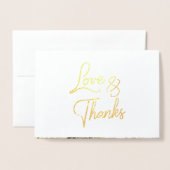 ゴールドフォイル書道結婚の感謝フォトカード 箔カード (封筒付き正面)