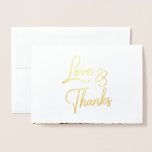 ゴールドフォイル書道結婚の感謝フォトカード 箔カード (封筒付き正面)