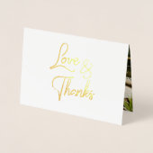 ゴールドフォイル書道結婚の感謝フォトカード 箔カード (正面)