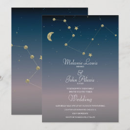 ゴールドフォイル月星座結婚式招待状 招待状