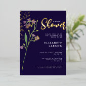 ゴールドフォイル水の色ワイルドフラワーブライダルシャワー 箔招待状 (立ち正面)