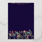 ゴールドフォイル水の色ワイルドフラワーブライダルシャワー 箔招待状 (裏面)