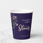 ゴールドフォイル水の色ワイルドフラワーブライダルシャワー 紙コップ (裏面)
