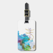 ゴールドフォイル水カラーモノグラム荷物 ラゲッジタグ (正面縦)