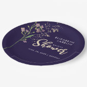 ゴールドフォイル水彩ワイルドフラワーのブライダルシャワー ペーパープレート (アングル)