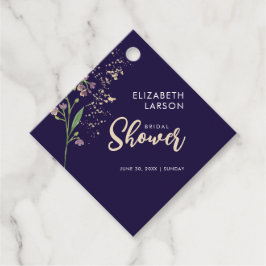 ゴールドフォイル水彩ワイルドフラワー ブライダルシャワー フェイバータグ