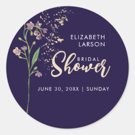 ゴールドフォイル水彩ワイルドフラワー ブライダルシャワー ラウンドシール