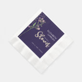 ゴールドフォイル水彩ワイルドフラワー ブライダルシャワー 縁ありランチョンナプキン (角)