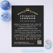 ゴールドフォイル泳ぐ人アイコン、スイミングレッスン広告 チラシ (シングル)