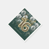 ゴールドフォイル甘い16日風船エメラルドグリーン スタンダードカクテルナプキン (角)