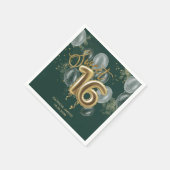 ゴールドフォイル甘い16日風船エメラルドグリーン スタンダードカクテルナプキン (角)