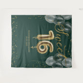 ゴールドフォイル甘い16日風船グリーンバックドロップ タペストリー (正面(横))