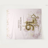 ゴールドフォイル甘い16日風船ピンクバックドロップ タペストリー (正面(横))