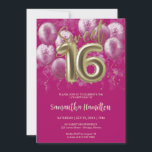 ゴールドフォイル甘い16誕生日バルーン熱ピンク 招待状<br><div class="desc">これらの美しいほこりっぽいブルーの甘い16招待状で、あなたの特別な日のために彼らのカレンダーをマークすることを友人に知らせる。それぞれの招待は、美しいバルーンとフェスティバルデザインを備え、おもしろいとお祝いの一日の気分を設定するのに最適。あなたが壮大な社交ダンスのガラを開催するか、より親密な集まりを開催する予定であるかどうか、これらの招待状はあなたの甘い16の期待を確実にする感じ。</div>