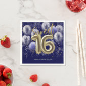 ゴールドフォイル甘い16 Bdayバルーンパーティーブ王室のルー スタンダードカクテルナプキン (インサイチュ)