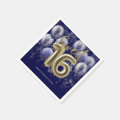 ゴールドフォイル甘い16 Bdayバルーンパーティーブ王室のルー スタンダードカクテルナプキン (角)