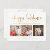 ゴールドフォイル私たちの初めてのクリスマスフォトフレーム葉書 ポストカード (正面/裏面)