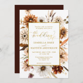 ゴールドフォイル秋ボホマルサラテラコッタ結婚ズ 招待状 (正面/裏面)