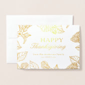 ゴールドフォイル紅葉ハッピーサンクスギビング 箔カード (封筒付き正面)