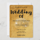 ゴールドフォイル紙テクスチャグリッター 招待状 (正面)