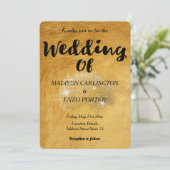 ゴールドフォイル紙テクスチャグリッター 招待状 (スタンド正面)