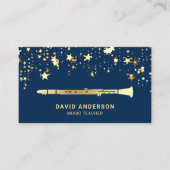 ゴールドフォイル紙吹雪エレガントクラリネット音楽先生 名刺 (正面)