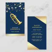 ゴールドフォイル紙吹雪エレガントトランペットミュージック先生 名刺 (正面/裏面)