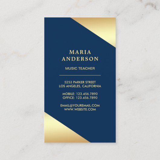 ゴールドフォイル紙吹雪グランドピアノミュージシャンピアニスト 名刺 (裏面)