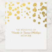 ゴールドフォイル紙吹雪ドットエレガントなウェディングワインラベル ワインラベル (シングルラベル)