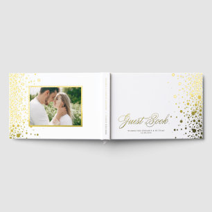 ゴールドフォイル紙吹雪ドット結婚写真 ゲストブック