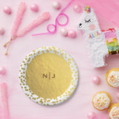 ゴールドフォイル紙吹雪ドッモダンツグラム結婚ズ ペーパープレート (パーティー)