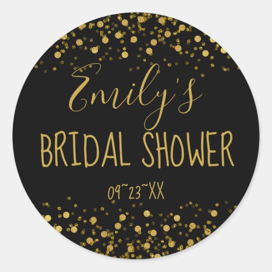 ゴールドフォイル紙吹雪ブライダルシャワーID455 ラウンドシール (正面)
