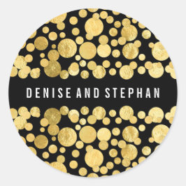 ゴールドフォイル紙吹雪ブラック結婚ズ ラウンドシール